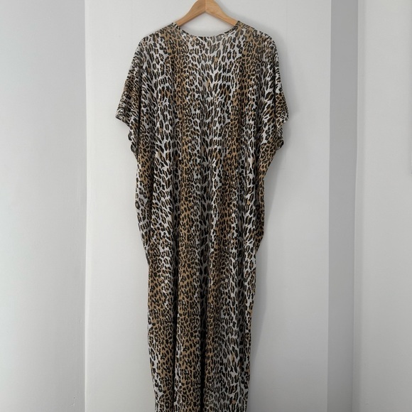 Vintage 1970s leopard animal print kaftan maxi dress - One Size - Picture 5 of 6
